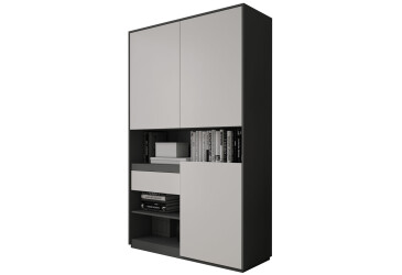 Фото Пенал Moreli RS-1 з полицями, дверцятами та шухлядою 124 см антрацит / білий