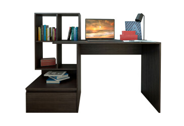 Фото Стол письменный Moreli ST0005 145x52 см с ящиком и боковыми полками венге магия