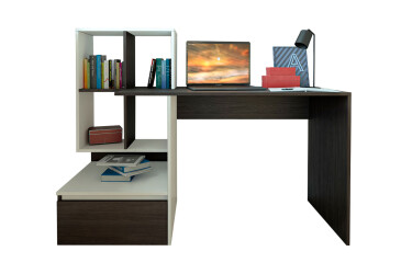 Фото Стол письменный Moreli ST0005 145x52 см с ящиком и боковыми полками венге магия / белый