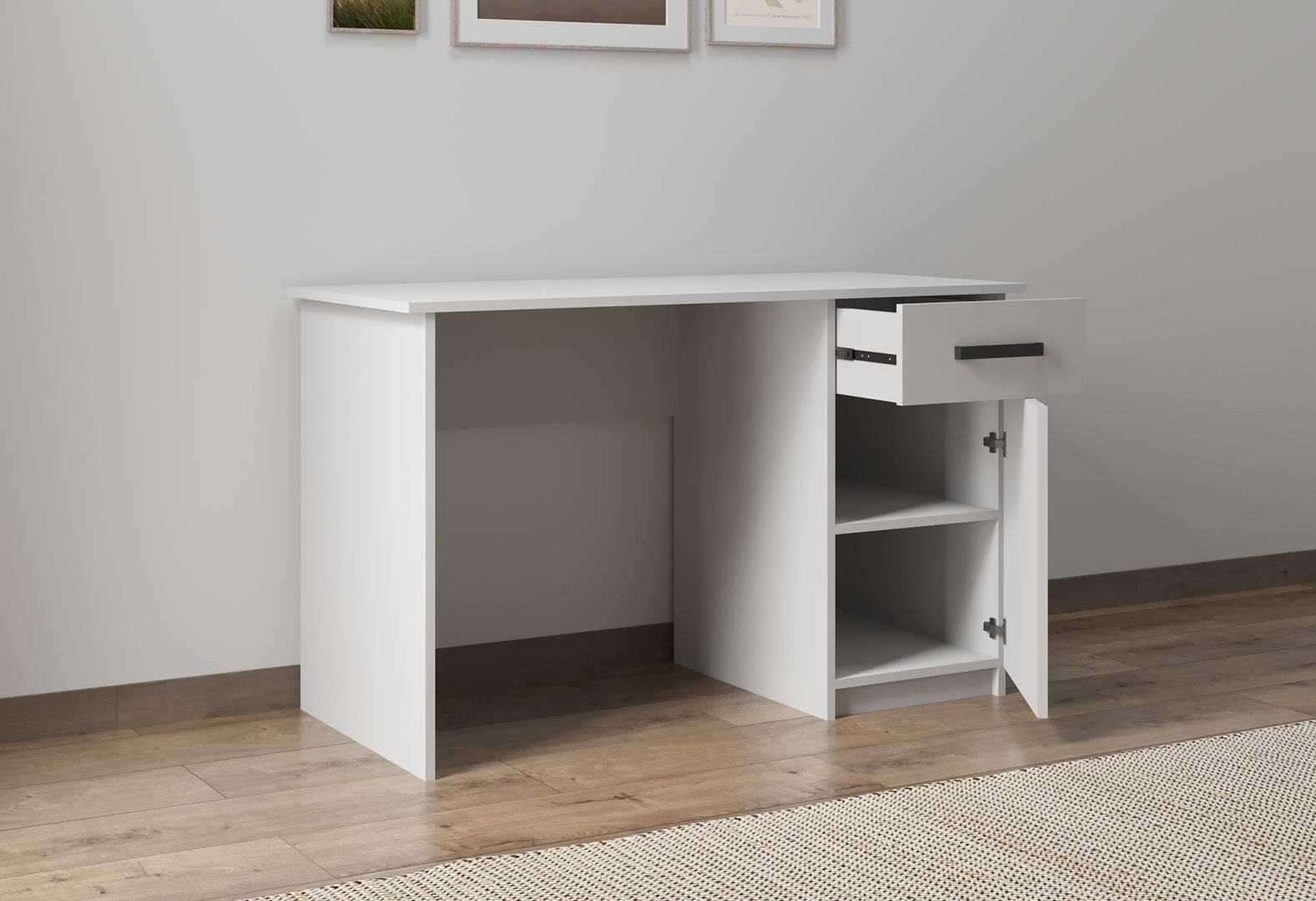 Фото 4 - Стіл письмовий Kredens furniture СК-2 115x55 см з тумбою і шухлядою аляска біла