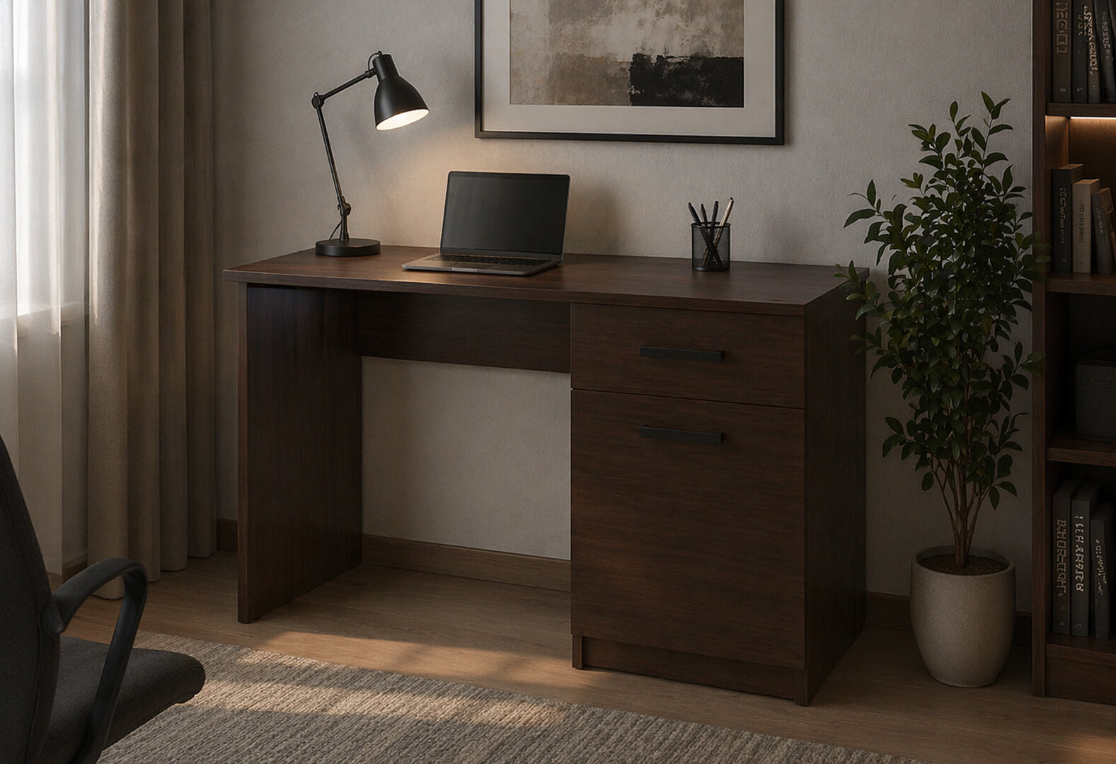 Фото 2 - Стіл письмовий Kredens furniture СК-2 115x55 см з тумбою і шухлядою венге