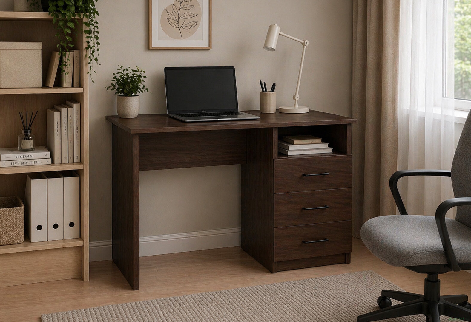 Фото 2 - Стіл письмовий Kredens furniture СК-3 115x55 см з шухлядами венге