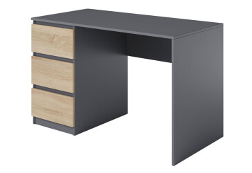 Фото Стол письменный Moreli Т224 120x60 см с ящиками слева, антрацит / дуб сонома