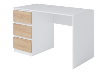 Фото Стол письменный Moreli Т224 120x60 см с ящиками слева, белый / дуб сонома