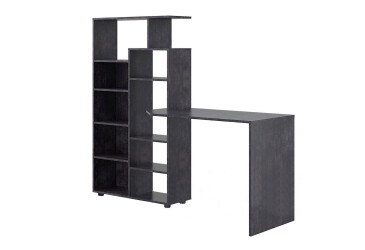 Фото Стол компьютерный Киевский стандарт КС-08 171x60 см со стеллажом Цвет корпуса: бетон темный, сборка левая