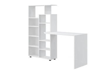 Фото Стол компьютерный Киевский стандарт КС-08 171x60 см со стеллажом Цвет корпуса: белый структурный new, сборка левая