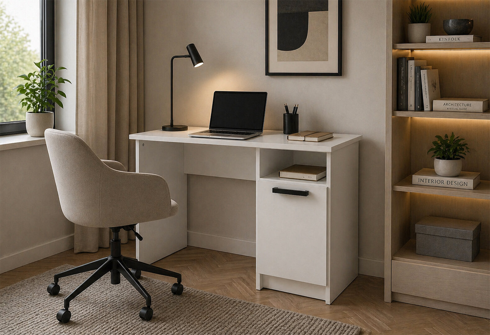 Фото 2 - Стіл письмовий Kredens furniture СК-1 115x55 см з тумбою аляска біла