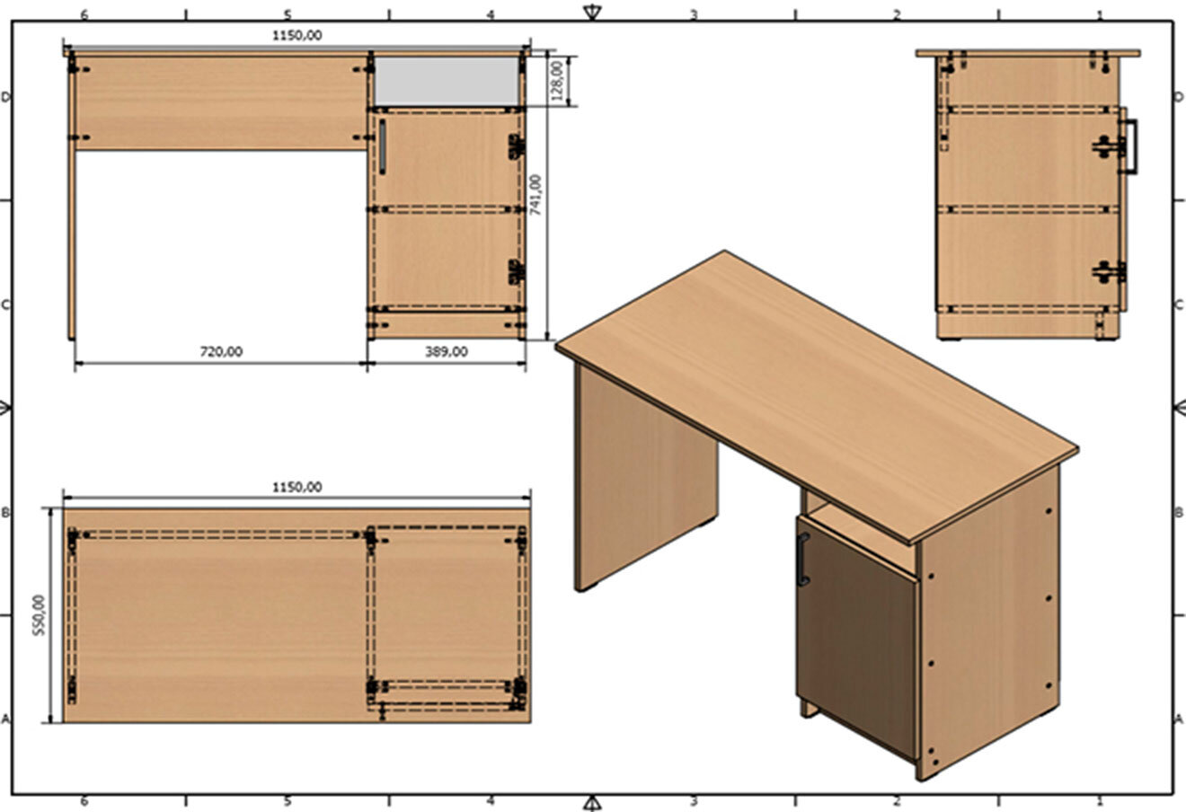Фото 3 - Стіл письмовий Kredens furniture СК-1 115x55 см з тумбою аляска біла