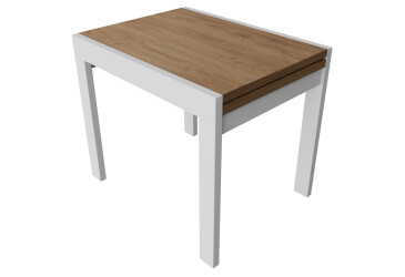 Фото Стол обеденный Неман Корс 89x69 см розкладний, дуб крафт золотой, ножки белые