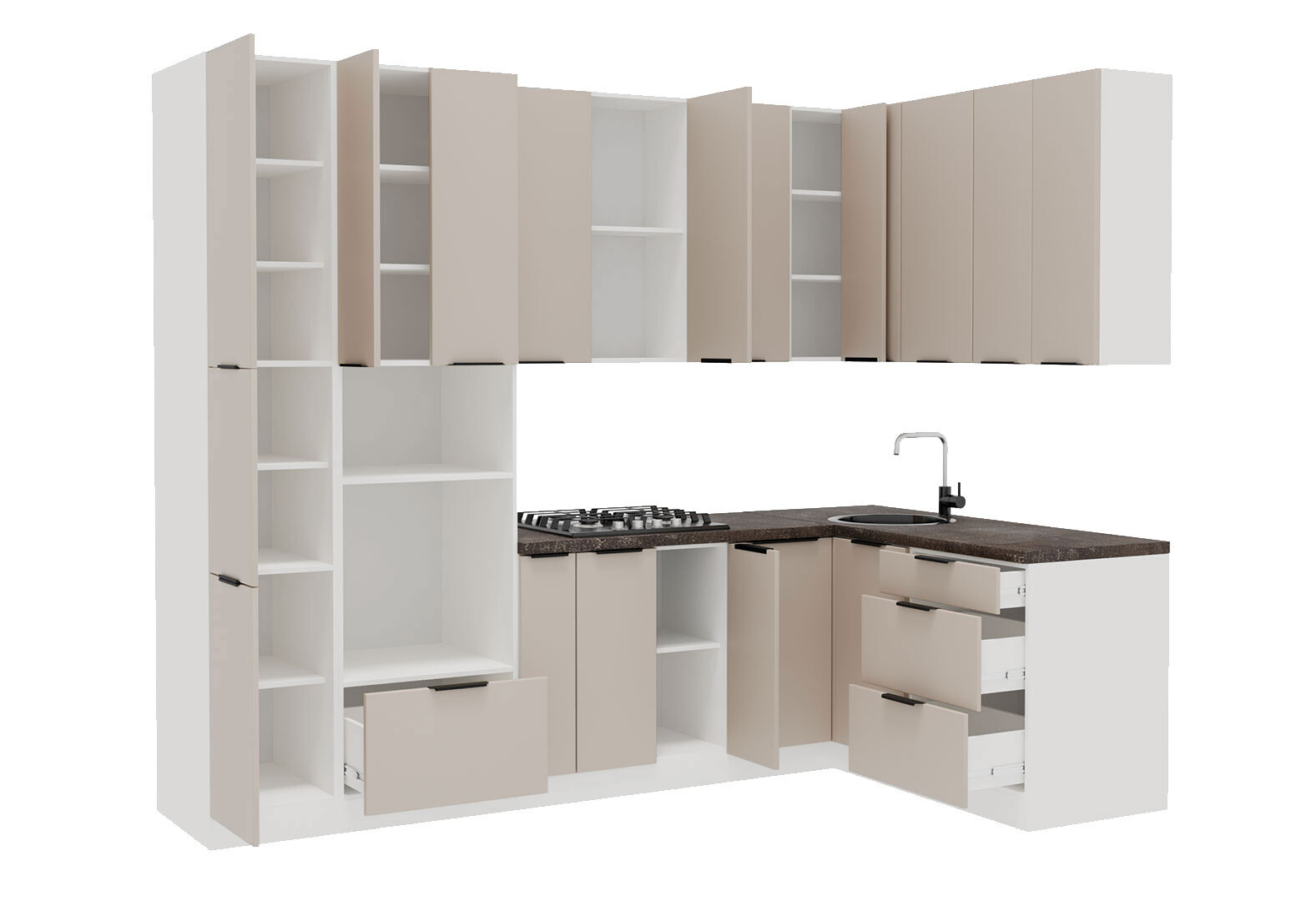 Фото 3 - Кухня Вип-Мастер Флэт Люкс 1.6х2.8, бежевый мат