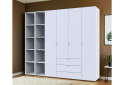 Фото 2 - Шафа Doros Гелар 4 ДСП 4-дверна з 3 шухлядами та 2 етажерками 231 см Білий