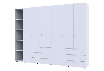 Фото Шкаф Doros Гелар ДСП два 3-дверных с ящиками и этажеркой 271 см Белый