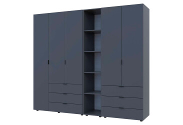 Фото Шафа Doros Гелар ДСП 2- та 3-дверна з шухлядами та етажеркою 232 см Графіт