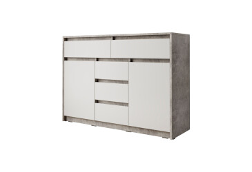 Фото Комод Moreli Т227 с дверцами и ящиками 127 см бетон / белый