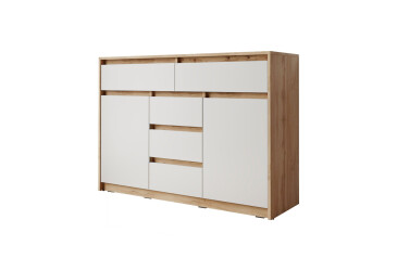 Фото Комод Moreli Т227 с дверцами и ящиками 127 см дуб аппалачи / белый