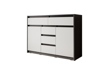 Фото Комод Moreli Т227 с дверцами и ящиками 127 см антрацит / белый