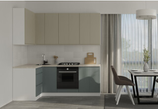Фото Кухня Вип-Мастер Интерно Люкс / Interno Luxe 2.2x1.2 м, белый / беж, серый мат