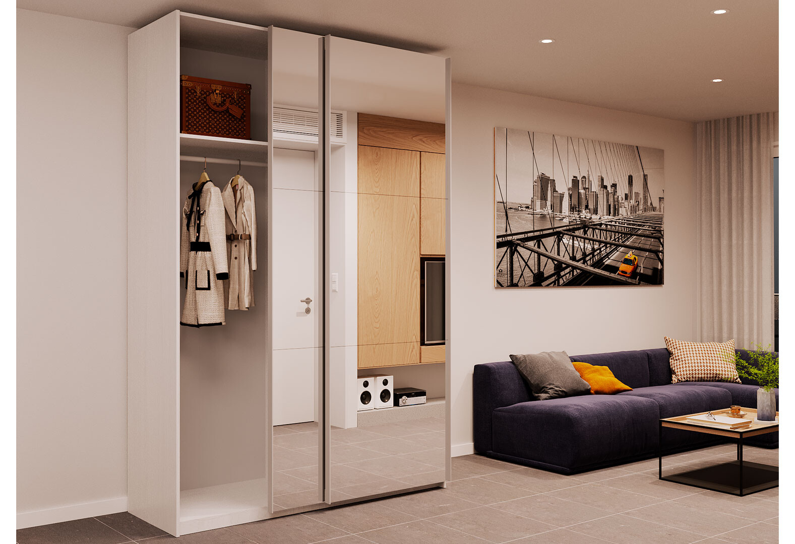 Фото 2 - Шкаф-купе Doros G-Caiser / Джи-Кейзер 2-дверный с зеркалами 160 см, белый