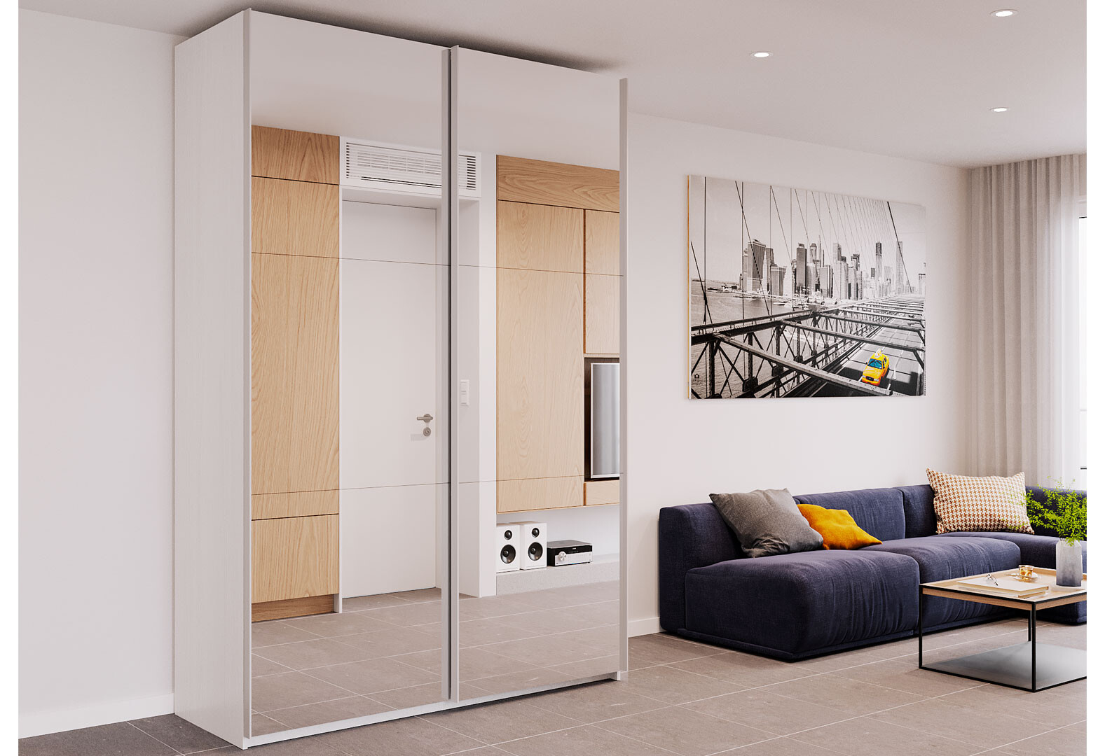 Фото 3 - Шкаф-купе Doros G-Caiser / Джи-Кейзер 2-дверный с зеркалами 160 см, белый