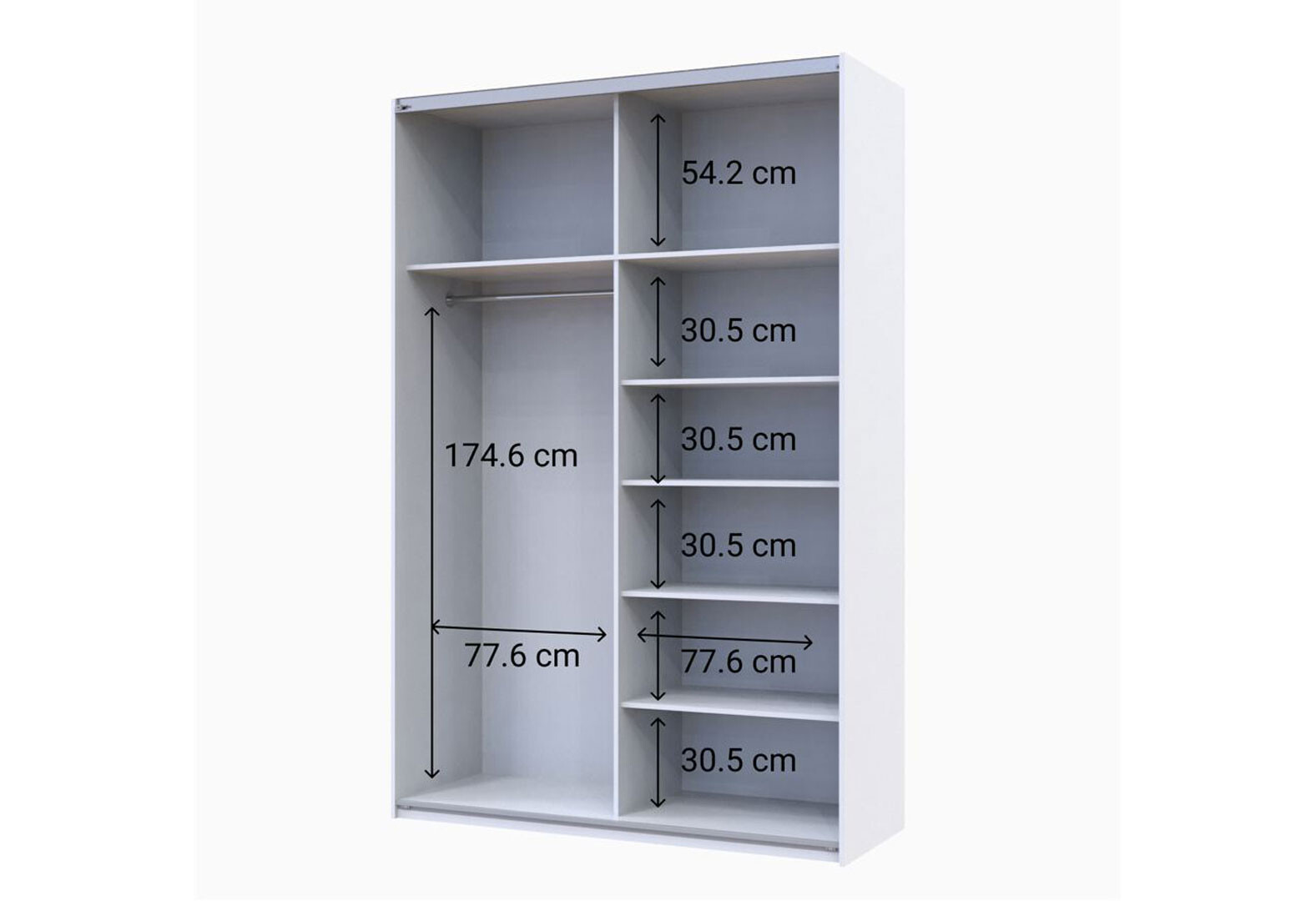 Фото 4 - Шафа-купе Doros G-Caiser / Джі-Кейзер 2-дверна з дзеркалом 160 см, білий / дуб евок