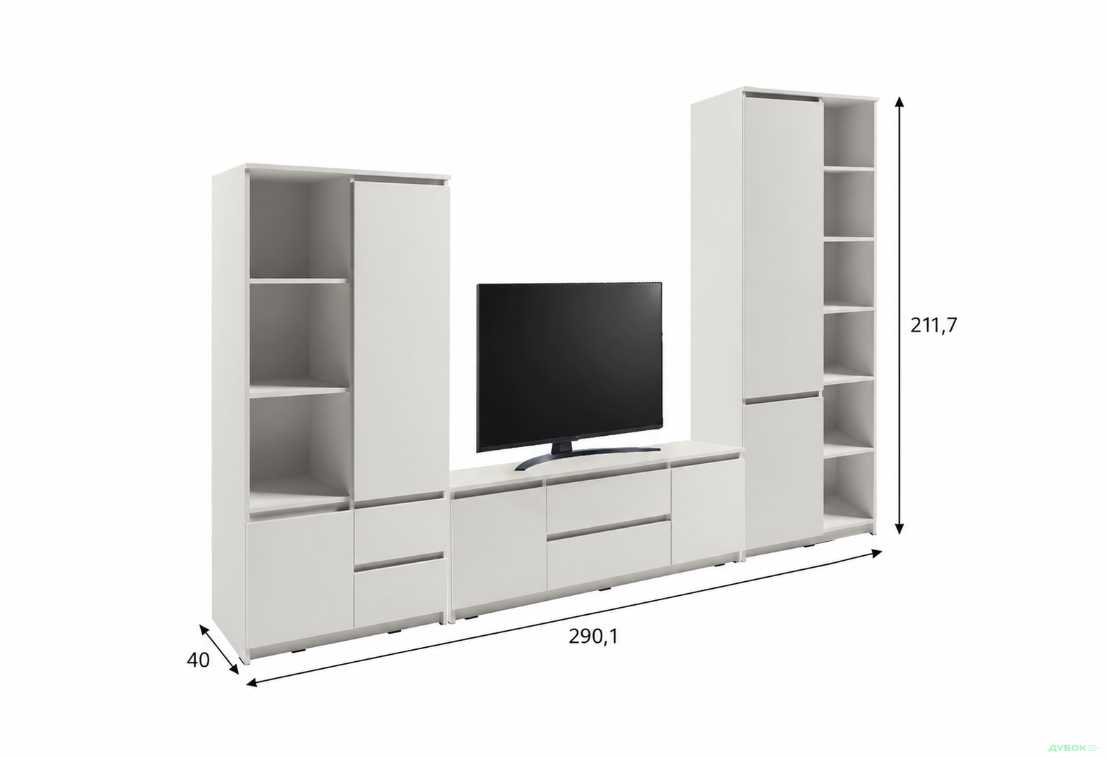 Фото 4 - Вітальня Kredens furniture Естетик 290 см, біла