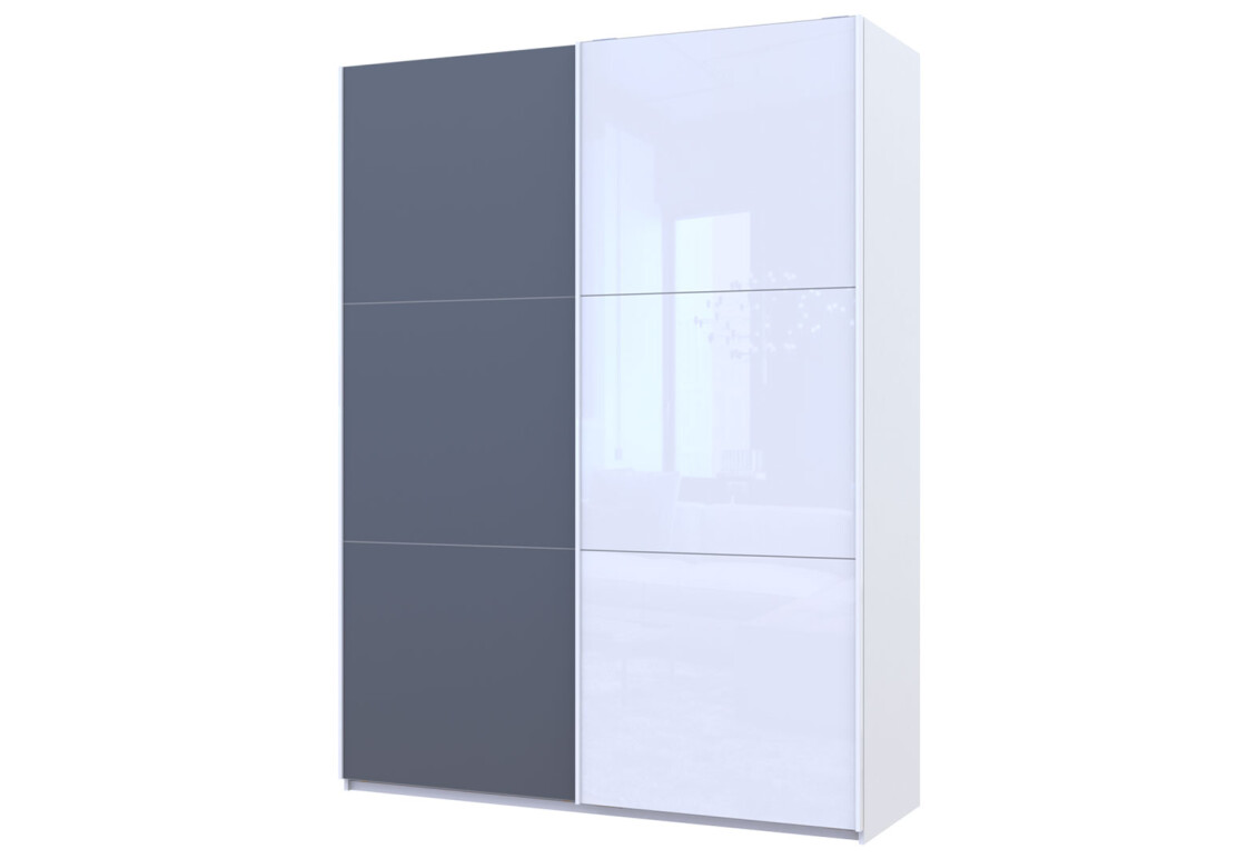 Фото Шкаф-купе Doros G-Caiser / Джи-Кейзер 2-дверный с стеклом 180 см, белый / графит