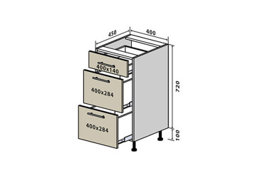 Фото Н9 Тумба 3Ш 40 Бета (фасад 18 мм) Вип-Мастер