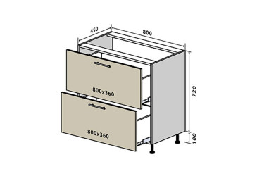 Фото Н11 Тумба 2Ш 80 Бета (фасад 18 мм) Вип-Мастер