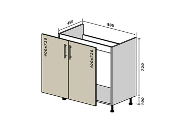 Фото Н14 Тумба мойка 2Д 80 Бета (фасад 18 мм) Вип-Мастер