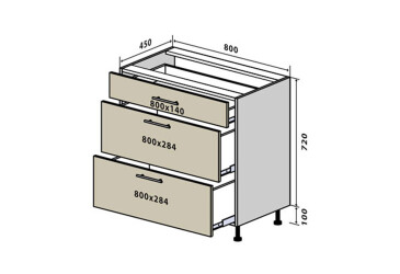 Фото Н29 Тумба 3Ш 80 Бета (фасад 18 мм) Вип-Мастер