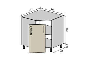 Фото Н34 Тумба угловая мойка Бета (фасад 18 мм) Вип-Мастер