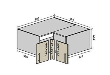 Фото В80 Тумба угловая 90 Бета Люкс (фасад 18 мм) Вип-Мастер