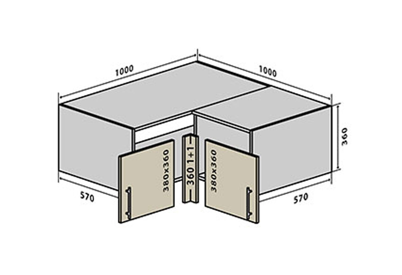 Фото 1 - В81 Тумба кутова 100 Бета Люкс (фасад 18 мм) VIP-master