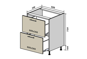 Фото Н10 Тумба 2Ш 60 Бета Люкс (фасад 18 мм) Вип-Мастер