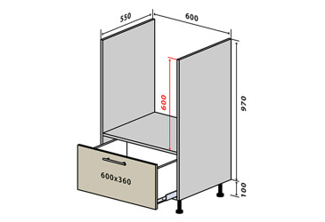 Фото Н32 Тумба для духовки 1Ш New Бета Люкс (фасад 18 мм) Вип-Мастер