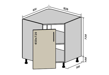 Фото Н34 Тумба угловая мойка Бета Люкс (фасад 18 мм) Вип-Мастер
