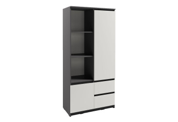 Фото Шафа-пенал Kredens furniture Естетик D-0002 з полицями та шухлядами 80 см, антрацит / білий