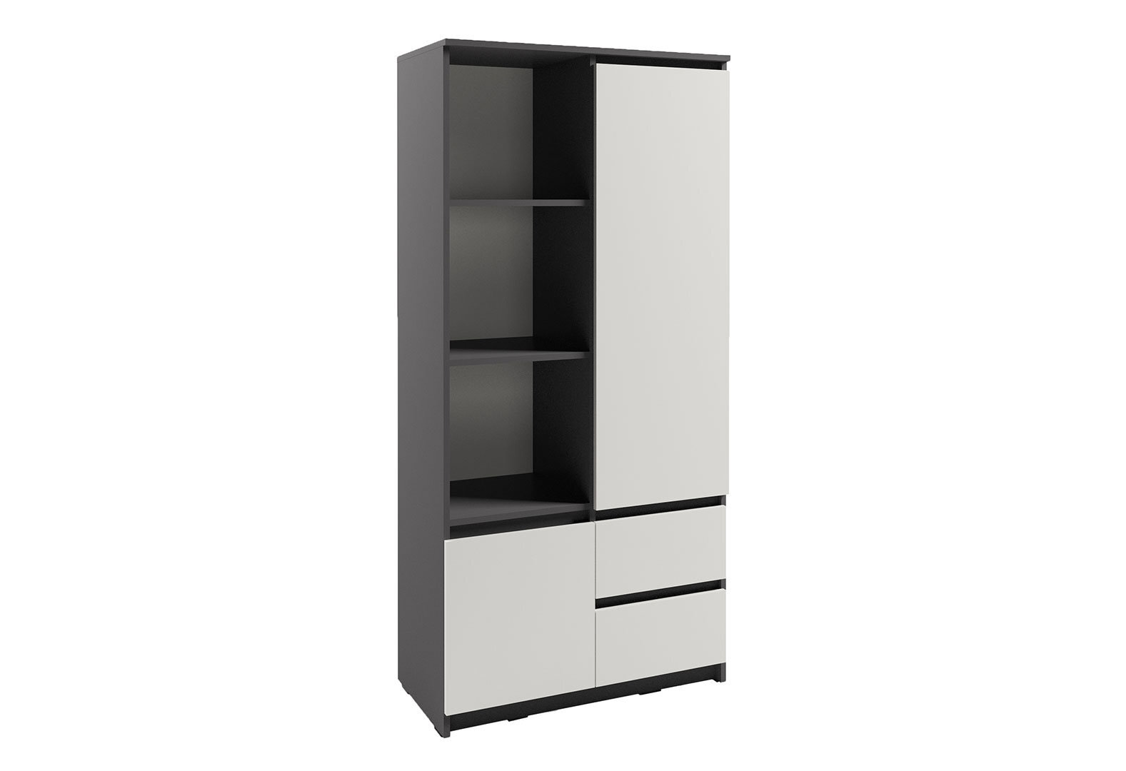 Фото 1 - Шафа-пенал Kredens furniture Естетик D-0002 з полицями та шухлядами 80 см, антрацит / білий