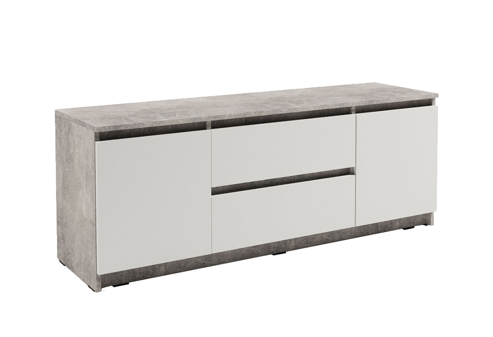 Фото 3 - Тумба під ТВ Kredens furniture Естетик D-0003 з 2 шухлядами та 2 дверками 140 см, бетон / білий