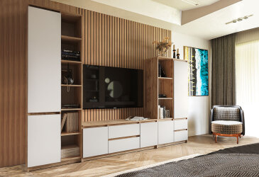 Image Вітальня Kredens furniture Естетик 290 см, дуб аппалачі / білий