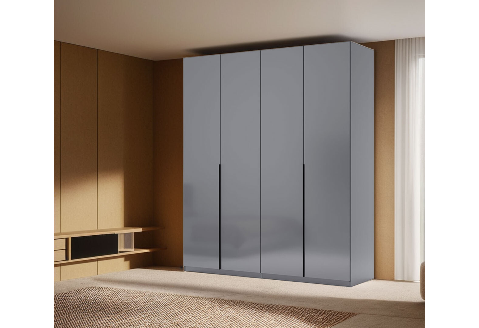 Фото 2 - Шкаф МироМарк Тео 4-хдверный 179 см, мат антрацит / мат графит