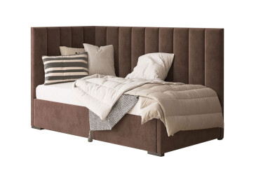 Фото Ліжко Світ Меблів Саманта 4, 90х200 см м'яке шоколадне, бильце зліва