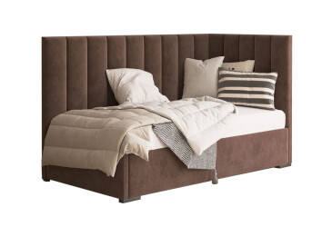 Фото Ліжко Світ Меблів Саманта 4, 90х200 см м'яке шоколадне, бильце справа