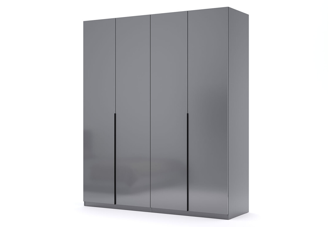 Фото Шкаф МироМарк Тео 4-хдверный 179 см, мат антрацит / мат графит