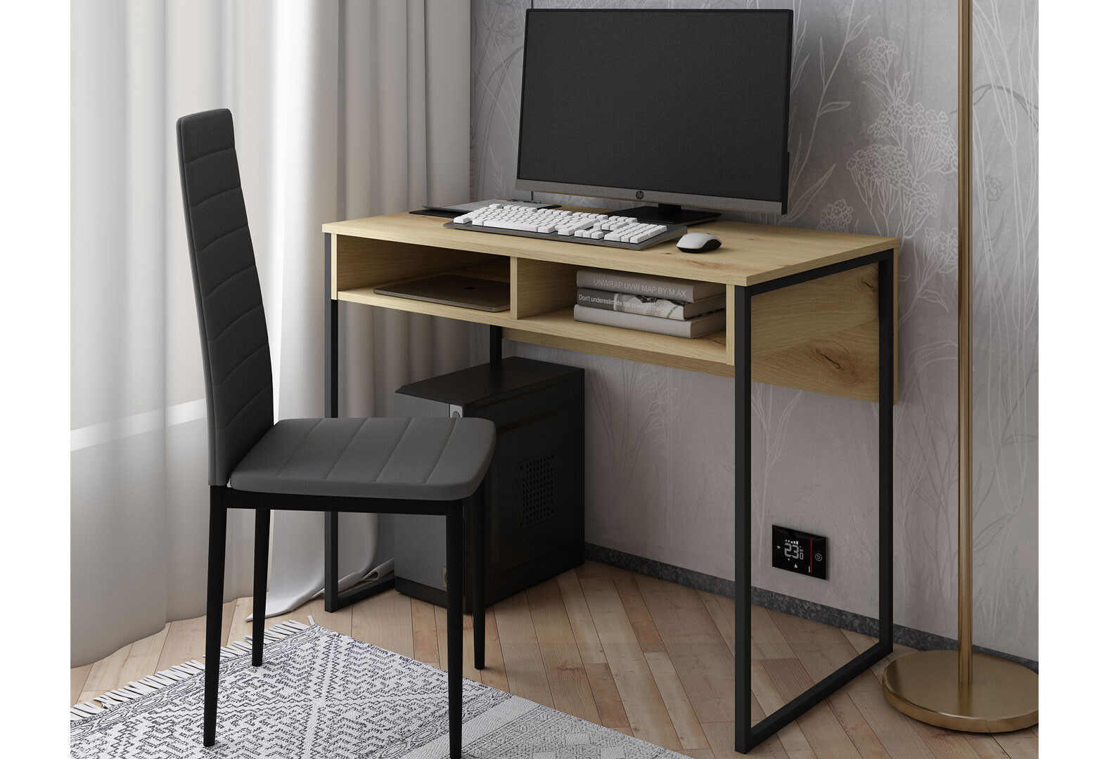 Фото 5 - Стол письменный Doros Барт с полкой 100х55 см, Дуб Евок