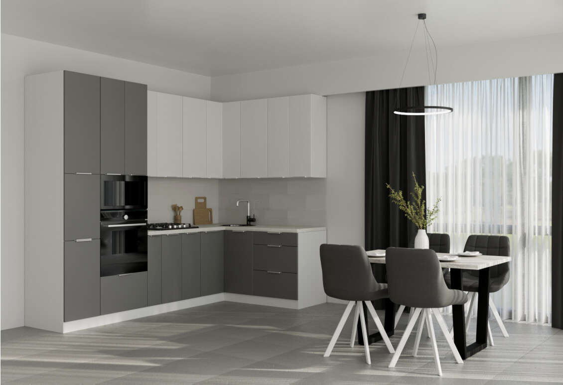 Фото Кухня Вип-Мастер Флэт Люкс 1.6х2.8, белый / серый мат