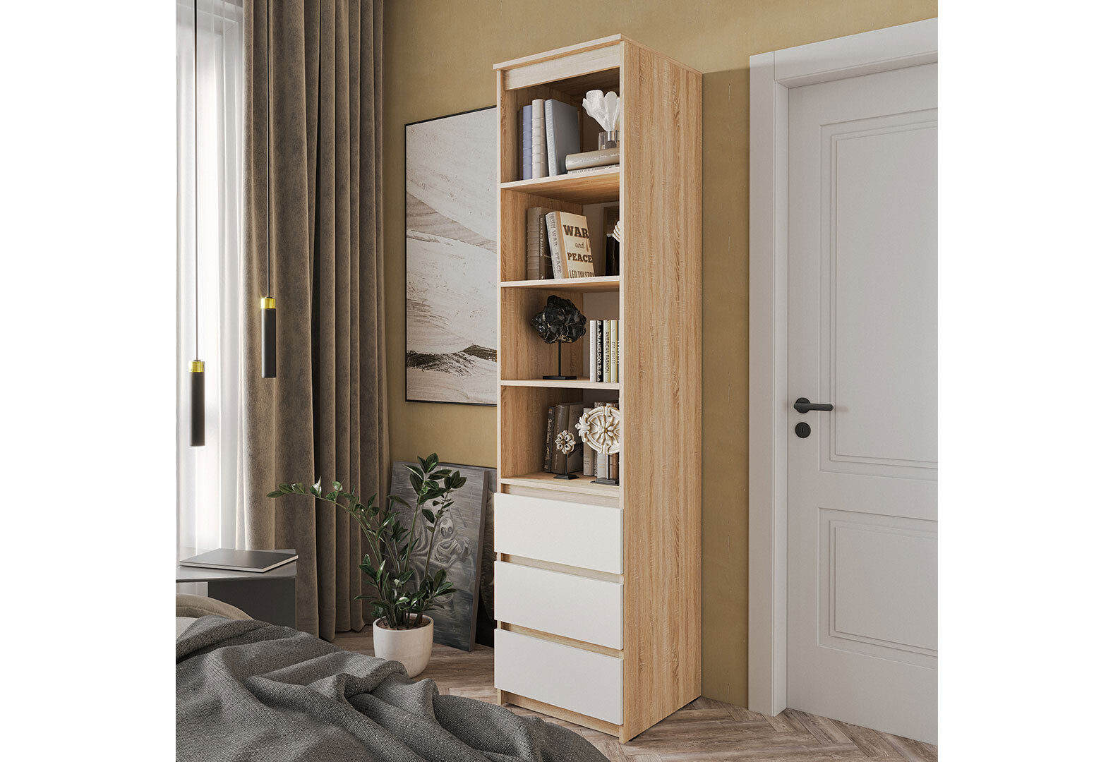 Фото 2 - Шкаф-стеллаж комбинированный Moreli T219 с ящиками 50 см, дуб сонома / белый