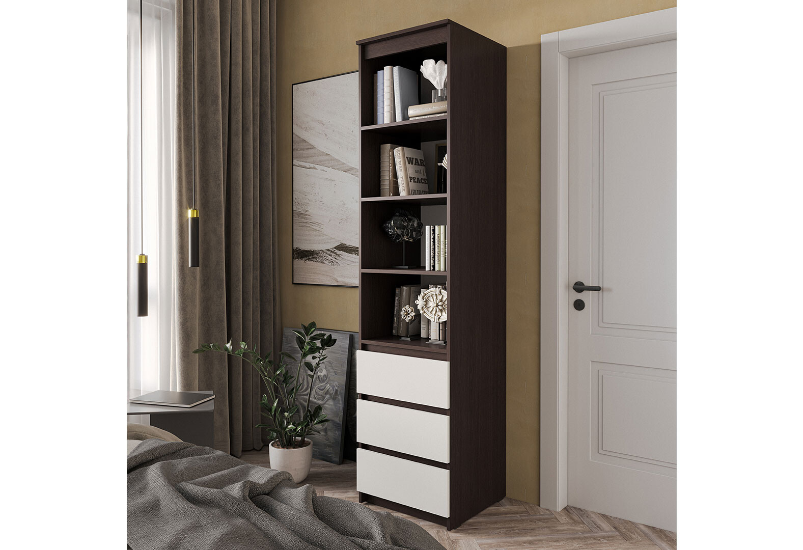 Фото 2 - Шкаф-стеллаж комбинированный Moreli T219 с ящиками 50 см, венге магия / белый