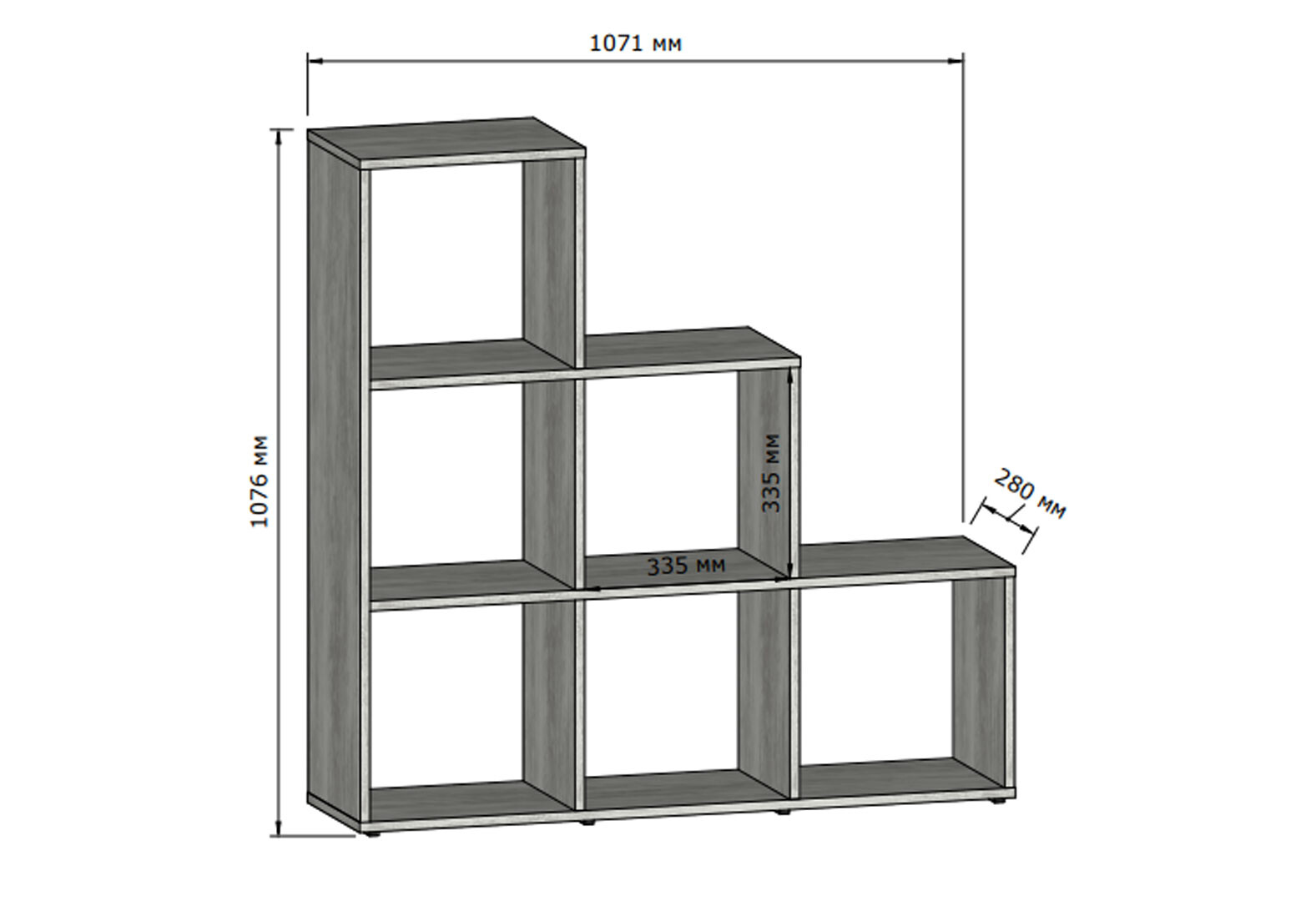 Фото 3 - Стелаж драбинка на 6 комірок Moreli GT39 107 см, дуб сонома