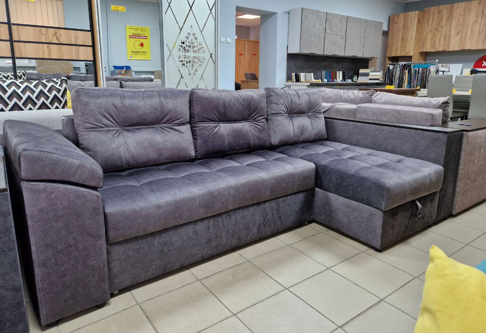 Фото 2 - М'який куточок Vika Техас ДСП венге 255x140 см Крокус 95 Exim textile кут Г (ПР)